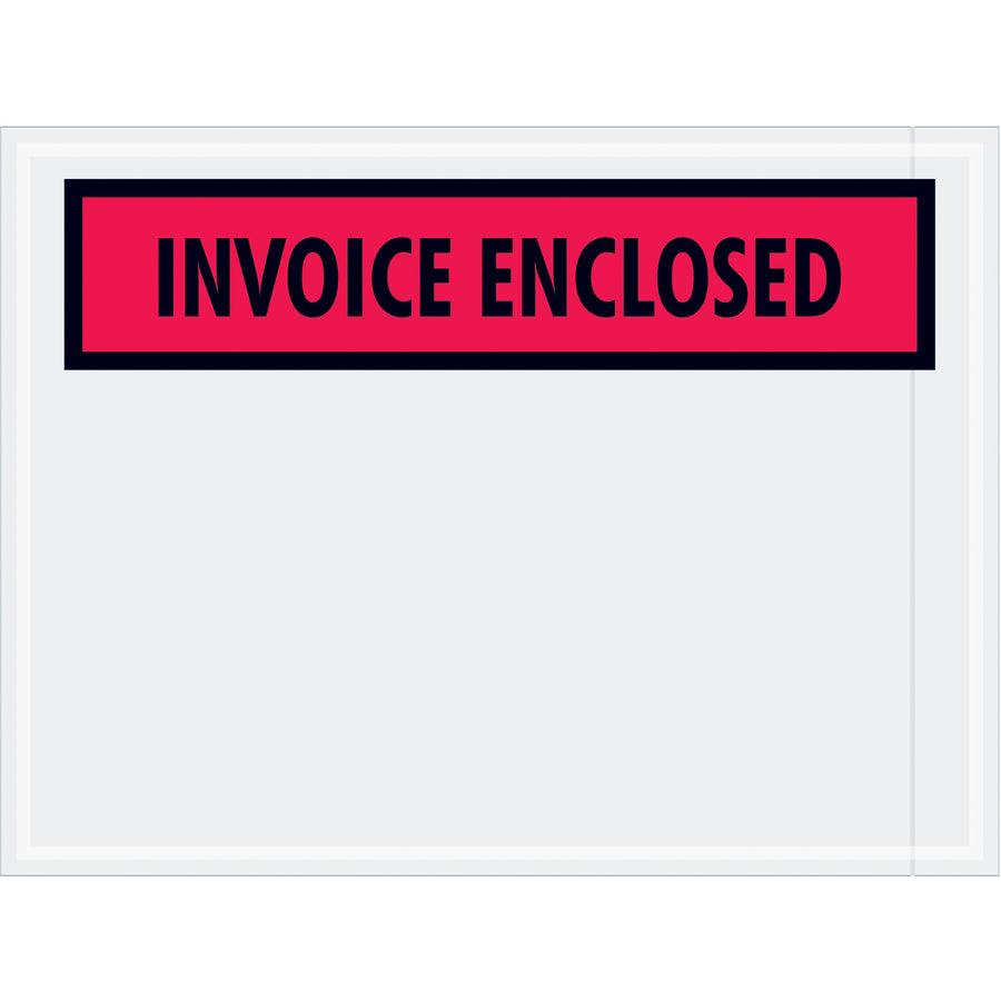Red 4.5x6 invoice enclosed envelopes keep shipping documents protected and organized in transit. Pre-printed design with adhesive backing for fast, secure application on packages. Sold as a case of 1,000 durable 2 mil poly envelopes.