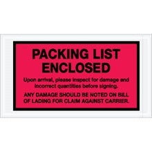 5.5x10 Red Packing List Enclosed Envelopes 1000/Case