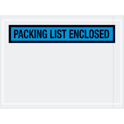 Pre-printed blue packing list envelopes (4.5" x 6") engineered for shipping managers who need reliable document protection. Heavy 2 mil poly construction with hot melt adhesive backing ensures documents stay secure to corrugated boxes and paper products. Case of 1000 envelopes.