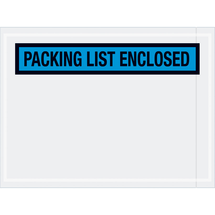 Pre-printed blue packing list envelopes (4.5" x 6") engineered for shipping managers who need reliable document protection. Heavy 2 mil poly construction with hot melt adhesive backing ensures documents stay secure to corrugated boxes and paper products. Case of 1000 envelopes.