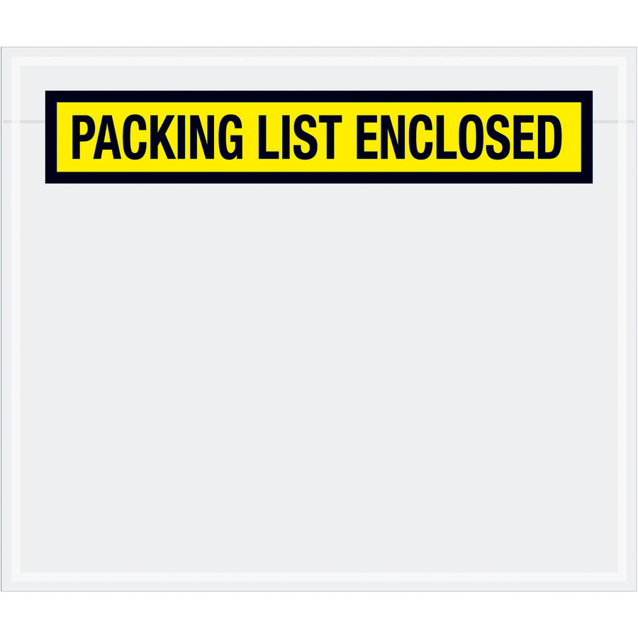 Keep packing lists protected and easily identifiable with these pre-printed 7" x 6" yellow packing list enclosed envelopes. Heavy 2 mil poly construction with hot melt adhesive backing ensures strong adhesion to corrugated boxes and paper. Order by the case of 1,000 units and streamline your fulfillment operations.