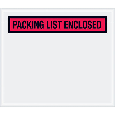 Pre-printed 7" x 6" red packing list envelopes protect documents and streamline fulfillment operations. Heavy-duty 2 mil poly construction with hot melt adhesive backing ensures reliable adhesion to corrugated boxes and paper. Sold by the case‚1,000 envelopes per order.