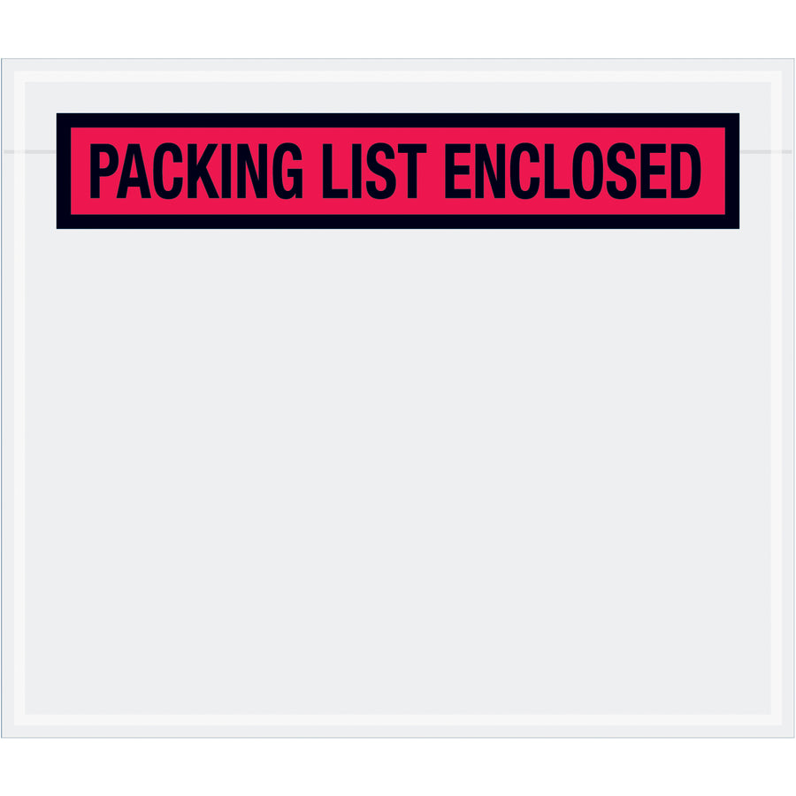 Pre-printed 7" x 6" red packing list envelopes protect documents and streamline fulfillment operations. Heavy-duty 2 mil poly construction with hot melt adhesive backing ensures reliable adhesion to corrugated boxes and paper. Sold by the case‚1,000 envelopes per order.