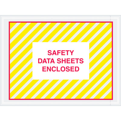 Pre-printed "Safety Data Sheet Enclosed" envelopes built tough for industrial shipping. Heavy 2 mil poly construction with reliable adhesive backing adheres to any surface. 4.5" x 6" format, sold by the case of 1,000–reduce compliance risk and streamline your shipping process.