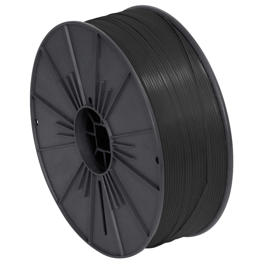 Industrial-grade black plastic twist tie spool delivers 7000 feet of reliable bag closure solution. Machine-compatible design cuts perfect lengths every time. Weather-resistant plastic coating ideal for outdoor storage and shipping applications.