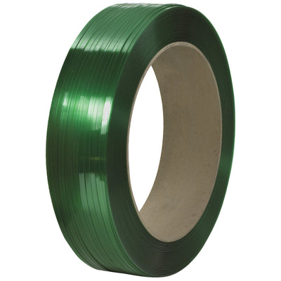 Industrial-grade polyester strapping that replaces steel at 40% lower cost. This 7/16" x 9000' smooth coil is non-corrosive, UV-resistant, and 80% lighter than steel–perfect for secure bundling, pallet wrapping, and shipping compliance. Compatible with serrated and sandpaper seals.