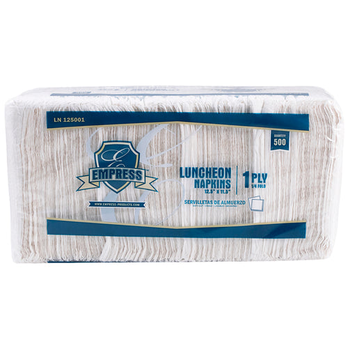 Soft, durable white paper luncheon napkins sized 12.5