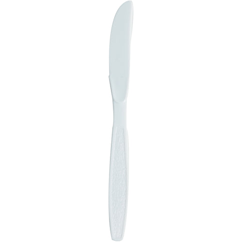 Eliminate silverware replacement costs with disposable plastic knives‚1,000 white, standard-weight utensils per case. Perfect for cafeterias, breakrooms, and restaurant carry-out orders. No washing required, no lost items to track.