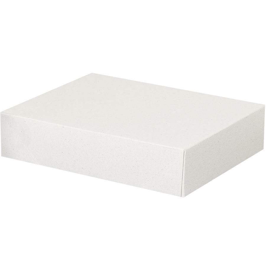 Professional-grade 8.5" x 11" x 2.5" white fibreboard folding cartons designed for business card and stationery storage. Two-piece construction snaps into place instantly with zero assembly tools required. Ships and stores flat to maximize warehouse efficiency–200 units per case.