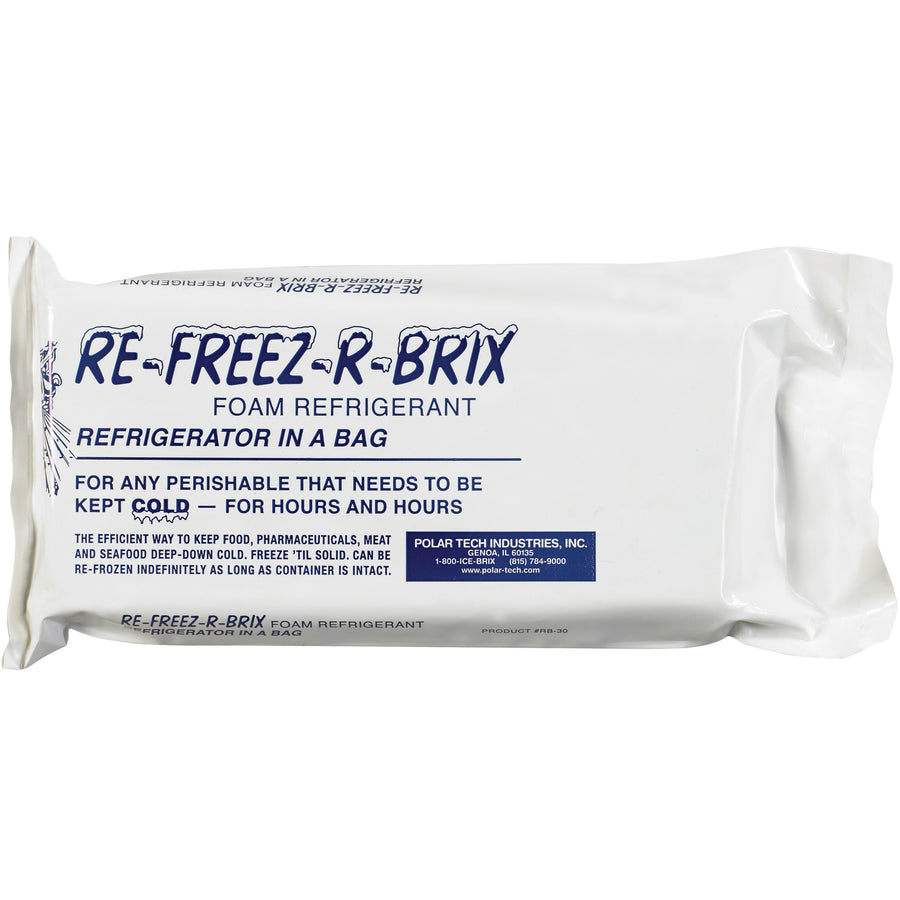 Keep your pharmaceutical, blood, and lab samples protected with Re-Freez-R-Brix¬Æ cold bricks that maintain uniform temperature for over 12 days. These 9"x4"x1.5" foam refrigerant bricks are formulated with food-safe, non-toxic materials in durable plastic pouches. Bulk case of 6 ensures consistent shipping compliance and cost-efficient cold chain management.