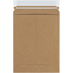 Professional-grade 7x9" kraft self-seal stayflat mailers crafted from .028 chipboard for superior puncture resistance and rigid protection. Peel-and-seal closure with pull-tab tear strip eliminates extra steps. Ships as case of 100–lightweight design reduces postage costs without sacrificing durability.