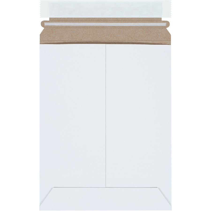 Protect sensitive documents and photos with these professional 7x9" white self-seal chipboard mailers. Built from durable .020 chipboard with easy peel-and-seal closure and pull-tab tear strip. Ships 100 mailers per case with no additional stiffeners required.