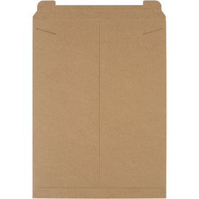 Professional 18 x 24" kraft stayflats mailers featuring tab lock closure and .036 chipboard construction for maximum puncture resistance. Lightweight design eliminates postage overages while delivering rigid protection–no additional stiffeners needed. Sold by the case of 50.
