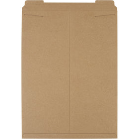 Professional 27x20" kraft stayflat mailers with tab lock closure protect your e-commerce shipments without adding bulk or cost. Made from durable .036 chipboard that requires no additional stiffeners, these heavy-duty flat mailers keep documents and photos pristine while staying lightweight to maximize postage savings. Order by the case of 50.