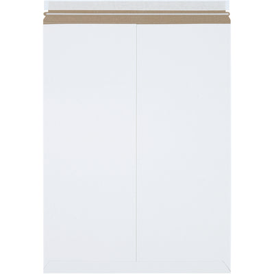 Professional 20x27" self-seal white chipboard mailers designed for e-commerce brands shipping documents, photos, and merchandise. Rigid 0.028 chipboard construction provides puncture resistance without additional stiffeners. Convenient peel-and-seal closure with easy tear strip‚case of 50 mailers.