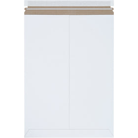 Premium 13x18" white self-seal chipboard mailers designed for e-commerce brands shipping documents, photos, and light merchandise. .020 chipboard construction provides puncture resistance and professional presentation without additional stiffeners. Peel-and-seal closure with pull-tab tear strip–ship 100 per case.