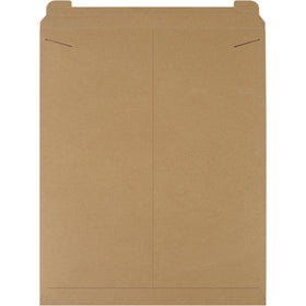 Professional 27 x 22" kraft stayflat mailers engineered for e-commerce brands shipping photos, documents, and flat goods. Heavy-duty .036 chipboard with tab lock closure delivers puncture resistance and consistent protection without additional stiffeners. Lightweight design reduces postage costs–50 mailers per case.