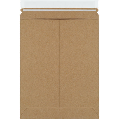Professional-grade 9 x 11.5" kraft self-seal mailers built from .028 chipboard for maximum puncture resistance and document protection. Peel-and-seal closure with easy-tear pull tab requires no additional stiffeners, reducing shipping weight and costs. Case of 100 mailers ideal for e-commerce brands shipping photos, documents, and flat merchandise.