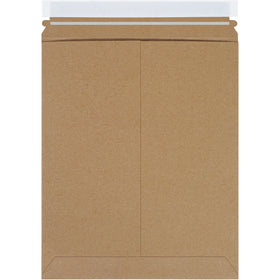 Heavy-duty 11x13.5" kraft self-seal Stayflats Plus® mailers deliver professional protection for e-commerce shipments without added stiffeners. Pre-scored .028 chipboard with peel-and-seal closure stays flat and resists puncture. Case of 100 reduces postage costs while maintaining brand presentation.