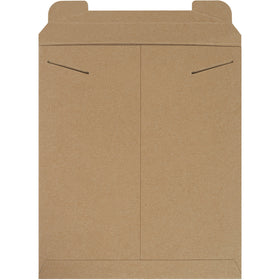 Rigid .036 kraft chipboard stayflats mailers with integrated tab lock closure–no additional stiffeners needed. Perfect for e-commerce brands shipping photos, documents, and flat goods. Lightweight design reduces postage costs while maintaining professional presentation. Sold by the case of 100.