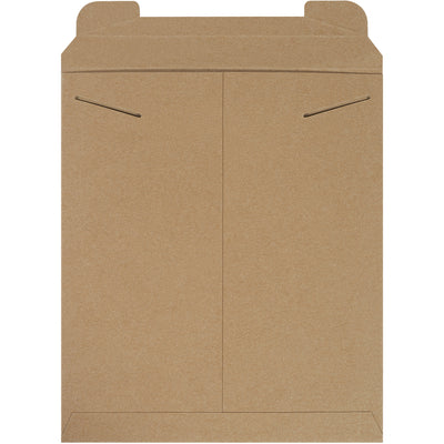Rigid .036 kraft chipboard stayflats mailers with integrated tab lock closure‚no additional stiffeners needed. Perfect for e-commerce brands shipping photos, documents, and flat goods. Lightweight design reduces postage costs while maintaining professional presentation. Sold by the case of 100.