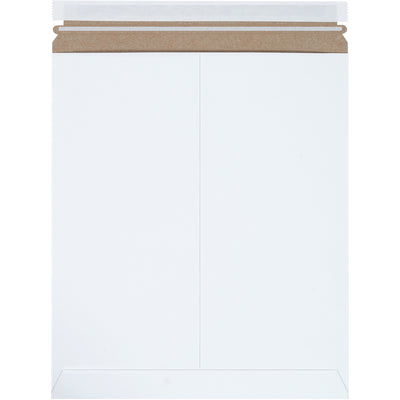 Ship photos, documents, and products with confidence using these 15 x 12 3/4" white self-seal stayflats mailers. Engineered from rigid .020 chipboard for maximum protection without added stiffeners, they feature an easy peel-and-seal closure with a quick-tear strip. Pack of 25 mailers keeps your brand presentation professional while reducing freight costs.