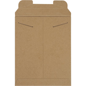 Protect documents, photos, and merchandise with professional-grade 9 3/4 x 12 1/4" kraft stayflat mailers featuring reliable tab lock closure. Manufactured from sturdy .036 chipboard with no additional stiffeners needed, these lightweight hard mailers reduce postage costs while ensuring puncture-resistant delivery. Case of 100 units.