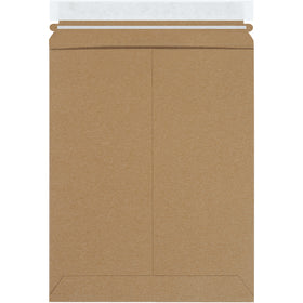 Professional-grade kraft self-seal stayflats plus mailers protect documents and photos with .028 chipboard construction and reliable peel-and-seal closure. 9.75" x 12.25" dimensions ship 100 per case, reducing postage costs with no stiffeners needed. Easy tear-strip opening speeds processing for high-volume e-commerce operations.