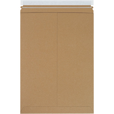 Professional-grade 13 x 18" kraft self-seal Stayflats Plus¬Æ mailers protect documents and photos without additional stiffeners. Made from .028 chipboard with peel-and-seal closure and easy pull-tab tear strip. Ships by the case of 100 to reduce postage costs.