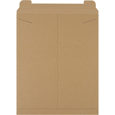 Professional 17x21" kraft stayflat mailers with tab lock closure protect documents and photos without additional stiffeners. Manufactured from durable .036 chipboard with lightweight design that reduces postage costs. Sold by the case of 50 units.