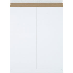 Ship photos, documents, and sensitive items with confidence using these 17x21" white self-seal stayflat mailers. Made from rigid .020 chipboard that requires no additional stiffeners, these peel-and-seal mailers offer professional protection at lightweight cost savings. 100 mailers per case with pull-tab tear strip for effortless opening.