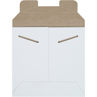 Protect photos, documents, and media in professional white chipboard mailers that arrive damage-free. Our 6x6 Stayflats feature rigid .028 chipboard construction with secure tab lock closure and require no additional stiffeners. Buy by the case of 200 and reduce postage costs with lightweight yet durable fiberboard construction.