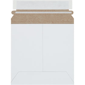 Professional 6x6" white self-seal stayflat mailers made from durable .020 chipboard provide superior puncture resistance and document protection without additional stiffeners. Featuring a convenient peel-and-seal closure with pull-tab tear strip for quick opening. Sold by the case of 200 units–lightweight design saves on freight costs.