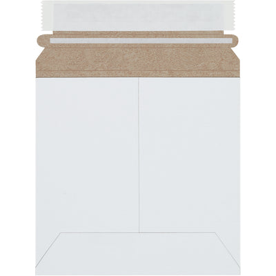 Professional 6x6" white self-seal stayflat mailers made from durable .020 chipboard provide superior puncture resistance and document protection without additional stiffeners. Featuring a convenient peel-and-seal closure with pull-tab tear strip for quick opening. Sold by the case of 200 units‚lightweight design saves on freight costs.
