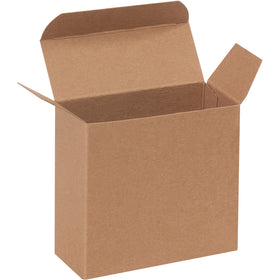 Secure small product packaging with these 4x1.625x4" kraft reverse tuck folding cartons featuring pye-lock tucks for positive locking. Made from durable .024 point die-cut fibreboard and sold as a case of 500 units that ship flat to minimize storage and logistics costs.