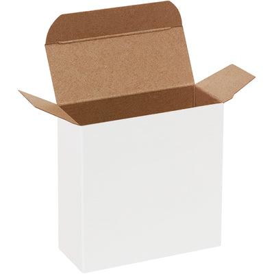 Professional-grade white reverse tuck folding cartons engineered for small product packaging with built-in security and compliance. 24-point die-cut fibreboard construction with pye-lock tucks meets federal specification PPP-B-566. Ships flat to minimize storage and shipping costs–500 cartons per case.