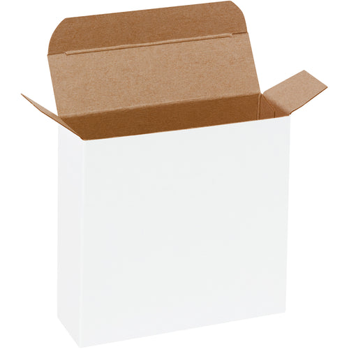 Professional-grade white reverse tuck folding cartons built from durable 24-point die-cut fibreboard. Features pye-lock tucks for secure positive locking and meets federal specification PPP-B-566. Case of 500 units ships flat for maximum efficiency.