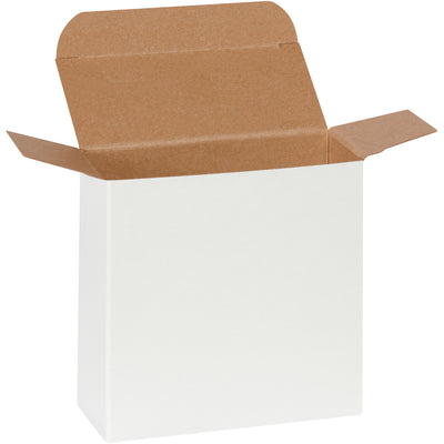 Professional-grade white reverse tuck folding cartons built from durable 24-point die-cut fibreboard. These chipboard boxes feature pye-lock tucks for secure, positive locking and meet federal specification PPP-B-566 for shipping compliance. Case of 250 ships flat to reduce storage and freight costs.