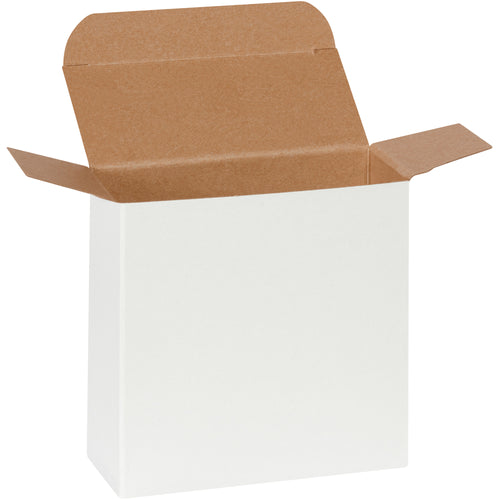 Professional-grade white reverse tuck folding cartons built from durable 24-point die-cut fibreboard. These chipboard boxes feature pye-lock tucks for secure, positive locking and meet federal specification PPP-B-566 for shipping compliance. Case of 250 ships flat to reduce storage and freight costs.