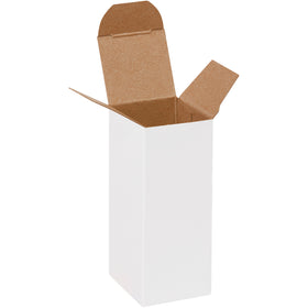 Premium 1.5" x 1.5" x 4" white reverse tuck folding cartons made from durable 24-point die-cut fibreboard. Featuring pye-lock tucks for positive locking and shipped flat to maximize storage and reduce shipping costs. Case of 1000 units meets or exceeds federal specification PPP-B-566.