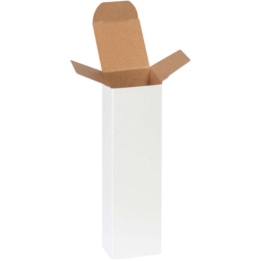 Professional 2x2x7" white reverse tuck folding cartons made from durable 24-point fibreboard deliver secure packaging for small products. Pye-lock tucks ensure positive locking and meet federal specification PPP-B-566. Case of 500 ships flat to reduce storage and freight costs.
