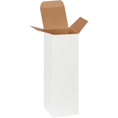 Durable 3" x 3" x 10" white reverse tuck folding cartons engineered for small product packaging with professional appearance and secure closure. Made from .024 point die-cut fibreboard with pye-lock tucks that meet federal specification PPP-B-566. Case of 250 ships flat to minimize storage and freight costs.