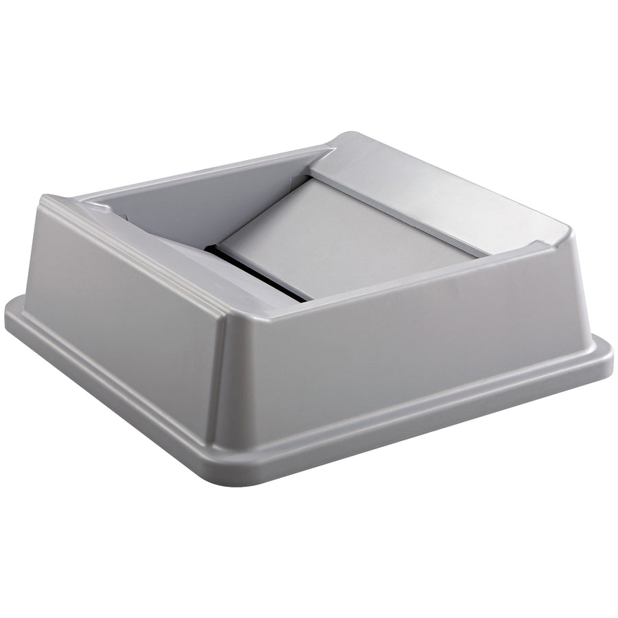 Industrial-grade 35-gallon hands-free trash can lid built for high-traffic commercial environments. Crack-resistant plastic construction with smooth, easy-clean surfaces resists chips, dents, and corrosion. Drop-and-swing lid design (sold separately) provides convenient, sanitary access–sold individually.