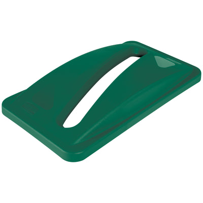 Keep your facility organized with this durable 23-gallon Slim Jim paper recycling lid in green plastic. Built to resist cracking, peeling, and denting, this lid fits standard Slim Jim containers and is simple to clean for daily janitorial operations. One lid per order.