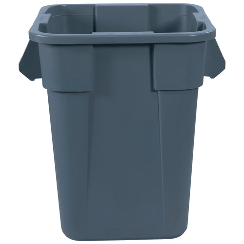 Heavy-duty 40-gallon square plastic container delivers 14% more capacity than round alternatives, fitting your industrial janitorial workflow efficiently. Built from reinforced plastic with molded grips and nesting handles for secure side-by-side stacking. Rust-proof, chip-resistant design ensures long-term durability in demanding commercial environments.