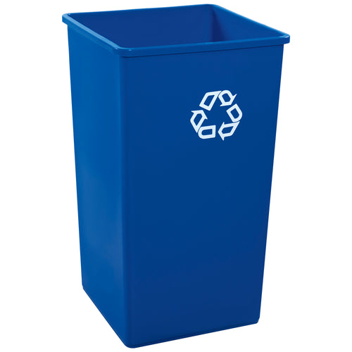 Maximize floor space with this 50-gallon square recycling container designed for warehouse and manufacturing operations. Heavy-duty plastic construction resists denting and chipping. Compact 19.5