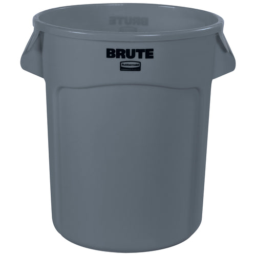 The Rubbermaid Brute 20-gallon gray trash can delivers industrial-strength waste management with heavy-duty plastic construction that resists rust, dents, and damage. Molded handles and vented side channels streamline waste collection and liner changes. 23
