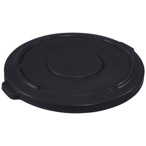 Heavy-duty plastic flat lid engineered for 55-gallon Rubbermaid Brute waste containers. Snap-on design ensures secure, stable stacking while maximizing floor space. All-plastic construction resists rust, chipping, and dents for long-term durability.