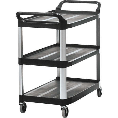 Commercial-grade plastic service cart measuring 41