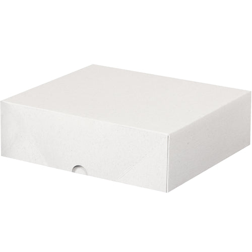 Heavy-duty white fibreboard folding cartons sized 8 5/8